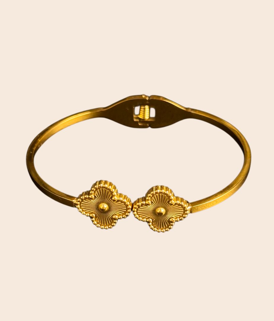 Double Flower Gold Bangle