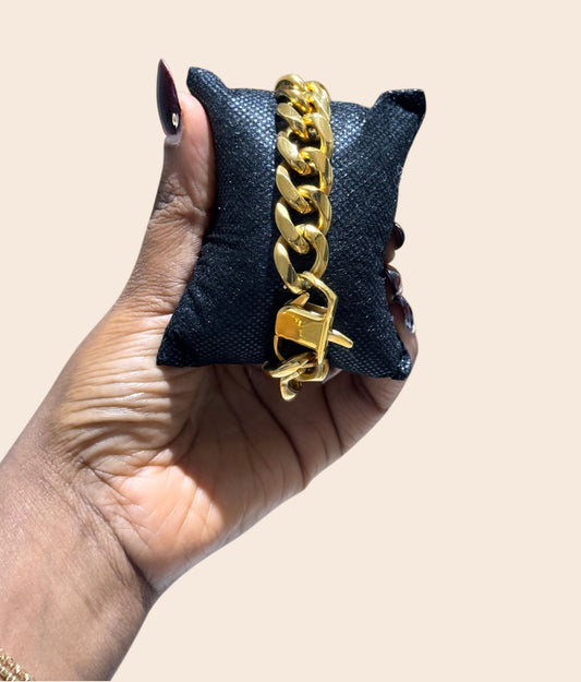 Titanium Steel Gold Cuban Chain