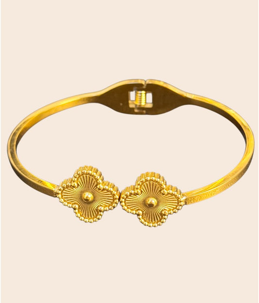Double Flower Gold Bangle