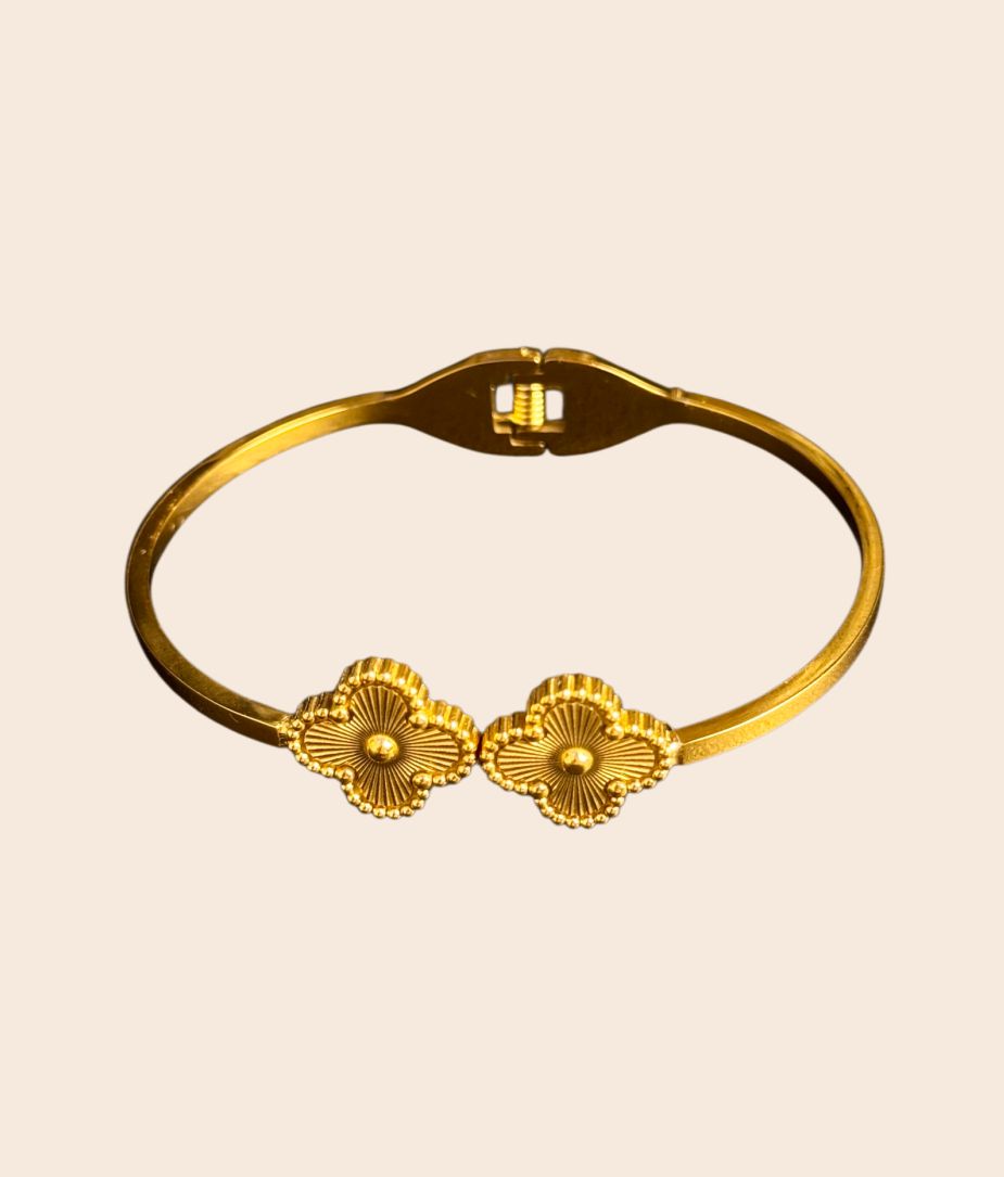Double Flower Gold Bangle