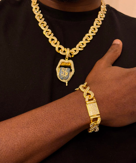 Cuban Gold Link Jewellery Set