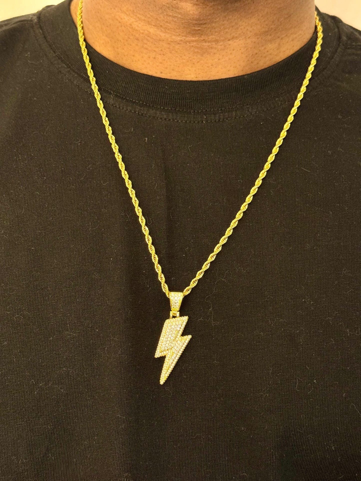 Micro-Inlaid Zircon Gold Necklace Pendant