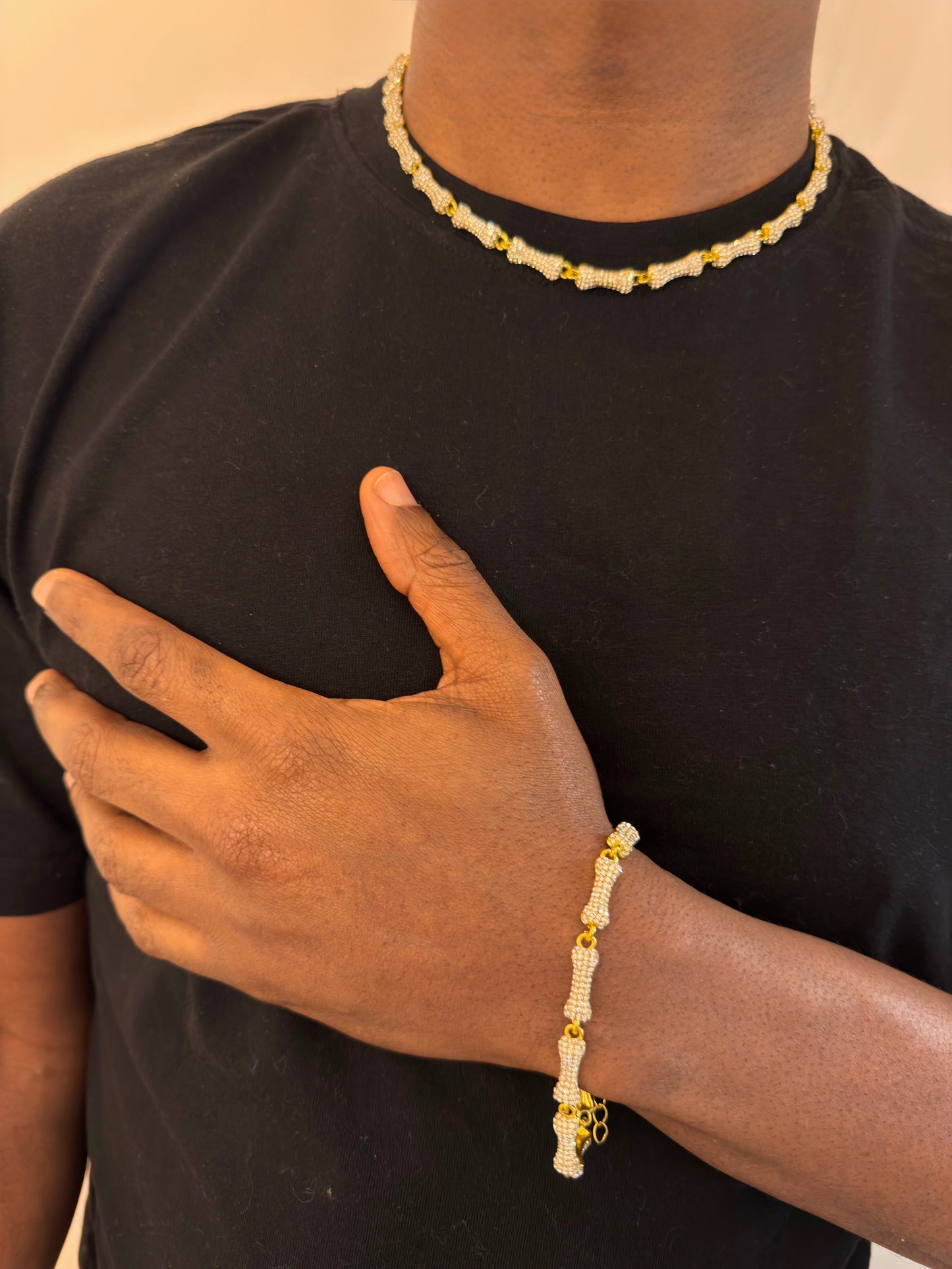 Rhinestone Gold Necklace Set